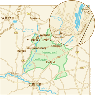 Umgebungskarte Müden/Örtze im Herzen der Lüneburger Heide, Südheide
