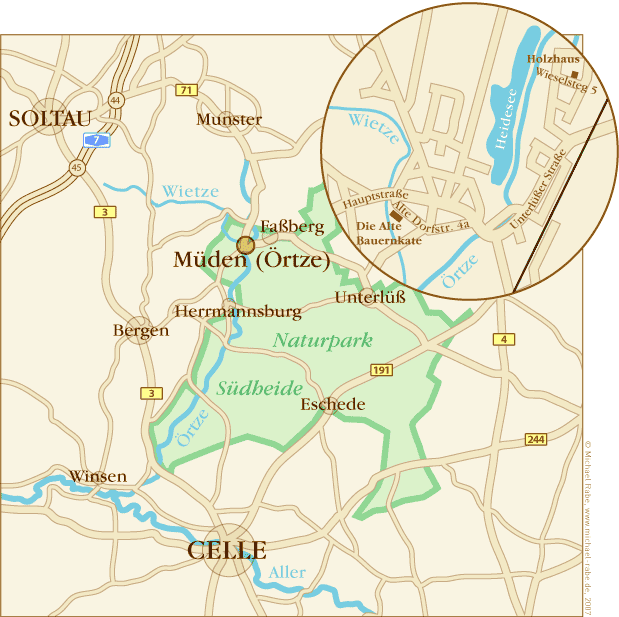 Umgebungskarte Müden/Örtze im Herzen der Lüneburger Heide, Südheide